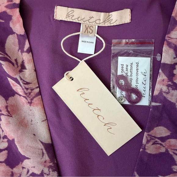 Hutch Floral Wrap Midi Dress XS Purple High Low Sadey Wedding Guest NWT - Picture 8 of 16